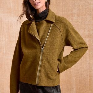 NWT Eileen Fisher Lightweight Boiled Wool Motorcycle Jacket XL